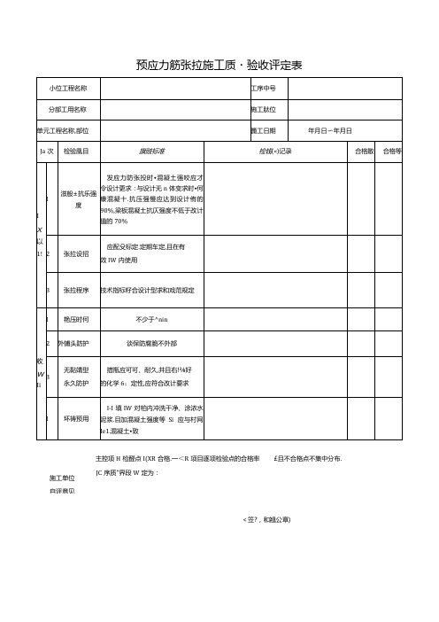 预应力筋张拉施工质量验收评定表.docx