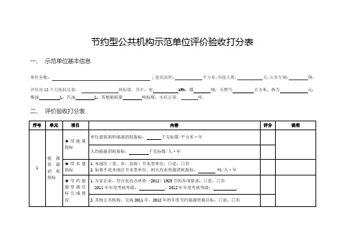 节约型公共机构示范单位评价验收打分表