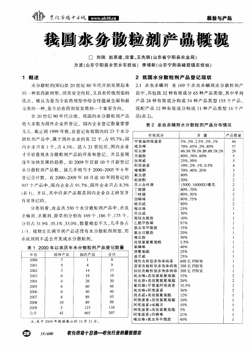 我国水分散粒剂产品概况