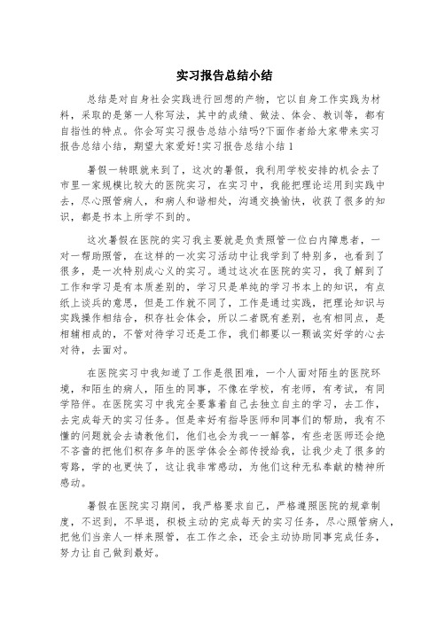 实习报告总结小结