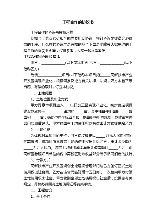 工程合作的协议书模板六篇