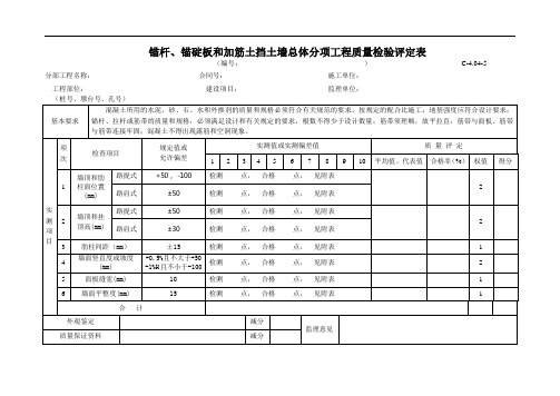 C-4.04-5锚杆、锚碇板和加筋土挡土墙总体分项工程质量检验评定表