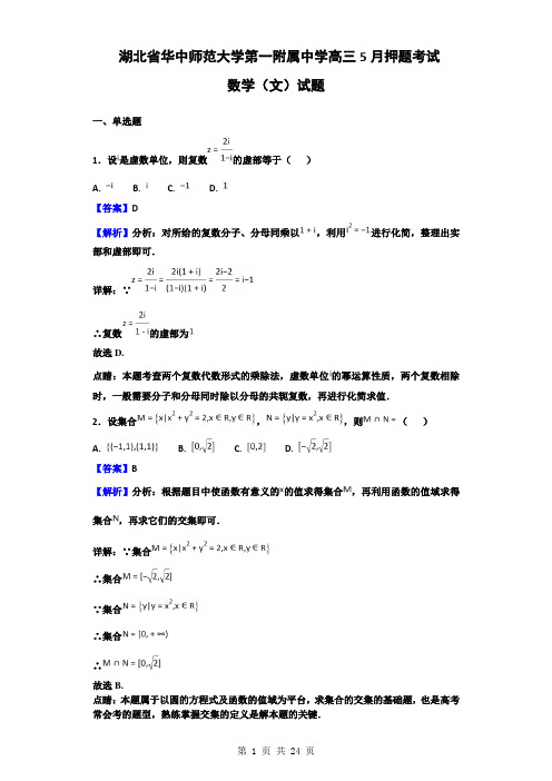 湖北省华中师范大学第一附属中学高三5月押题考试数学(文)试题