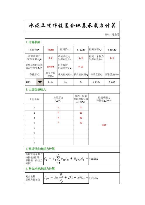 水泥搅拌桩复合地基承载力计算