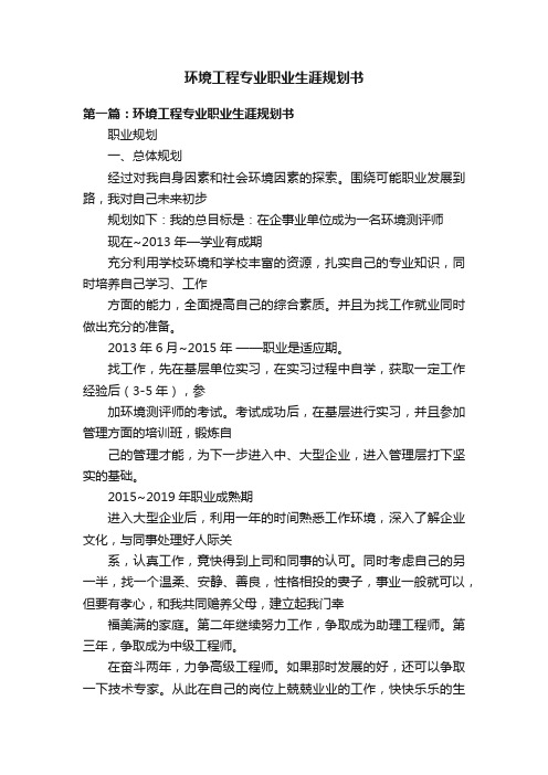 环境工程专业职业生涯规划书