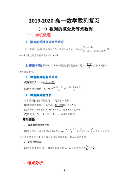 高一数学数列复习知识梳理+练习+答案