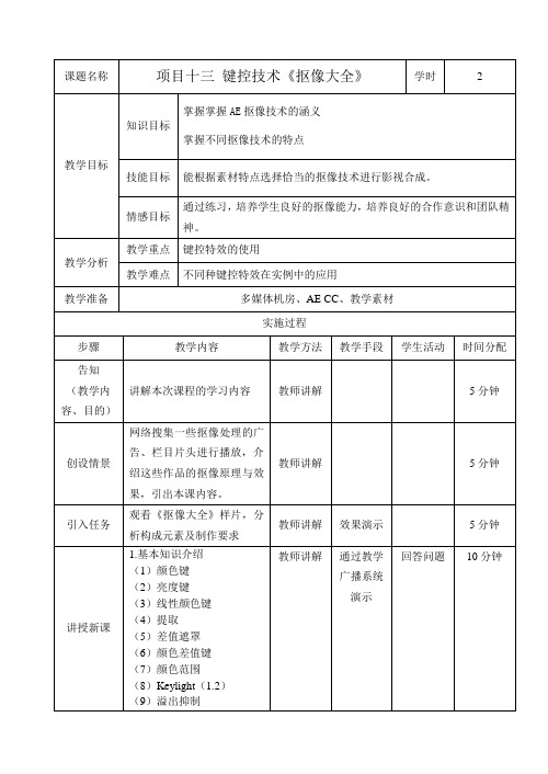 影视后期特效AE电子教案项目13