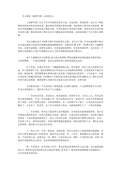 学习观看《筑梦中国》心得体会