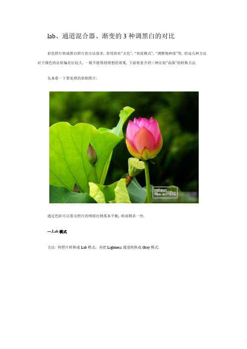 彩色照片转成黑白三种方法比较