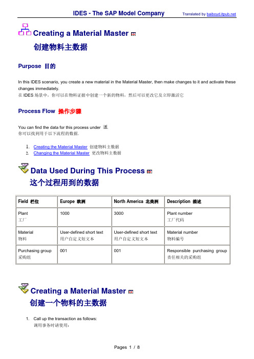 SAP IDES102.创建物料主数据-MM01~MM03