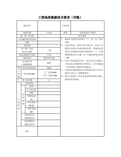 工程地质勘察技术要求（详勘）