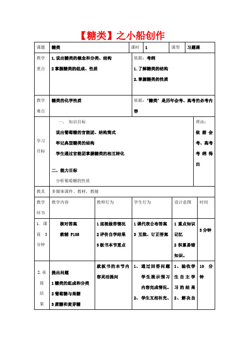 高中化学 第一章 关注营养平衡 1.1 生命的基础能源——糖类习题课教案高二化学教案