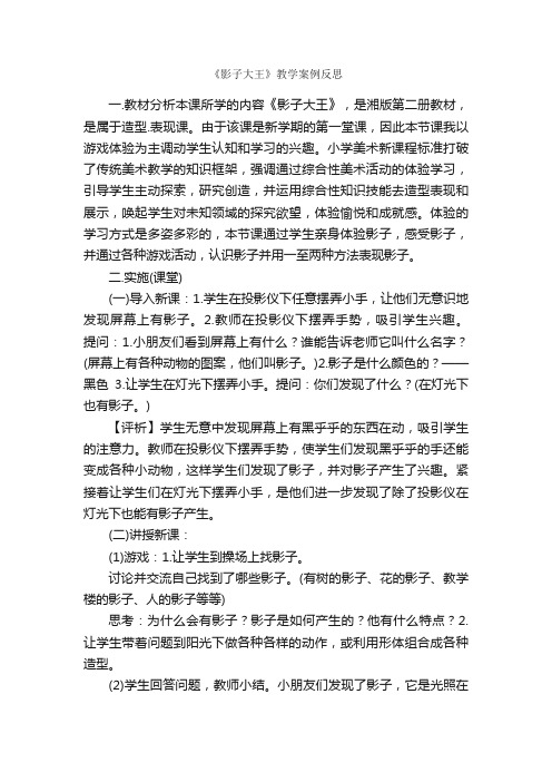 《影子大王》教学案例反思