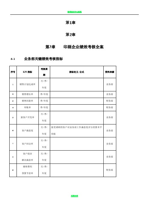 印刷企业绩效考核方案