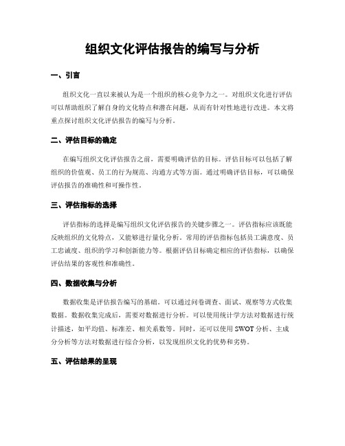 组织文化评估报告的编写与分析