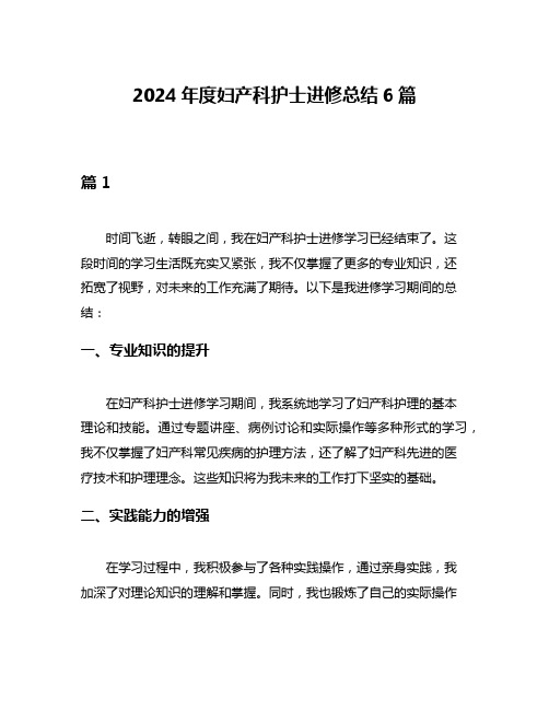 2024年度妇产科护士进修总结6篇