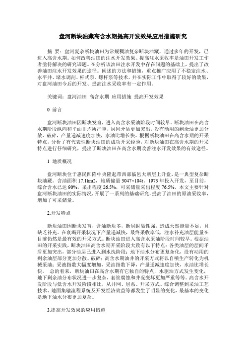 盘河断块油藏高含水期提高开发效果应用措施研究