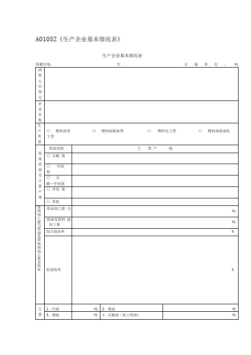 A01052生产企业基本情况表