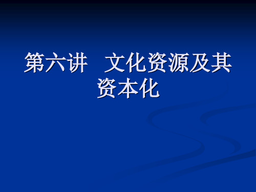 第六讲   文化资源及其资本化