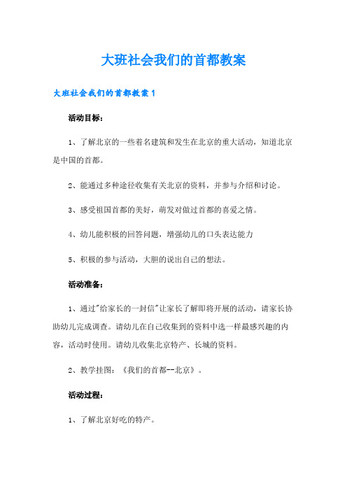 大班社会我们的首都教案