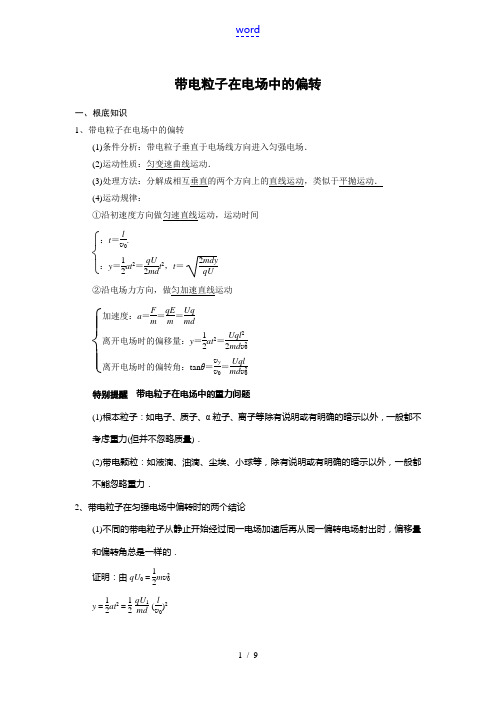 带电粒子在电场中的偏转(含问题详解)