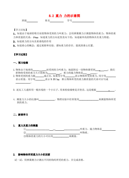 江苏省丹阳市后巷实验中学八年级物理下册 8.2 重力 力的示意图学案1(无答案) 苏科版