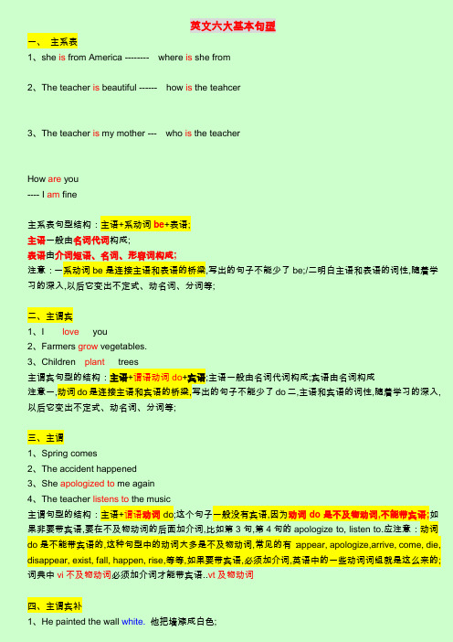 英语语法：英语六大基本句型