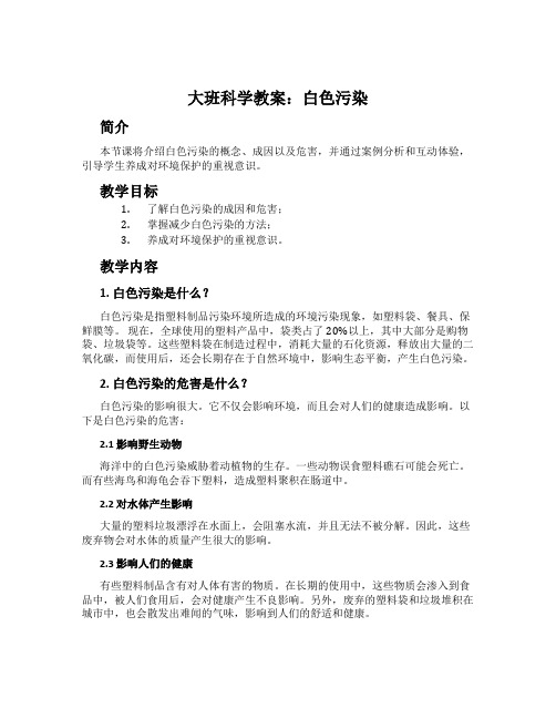 大班科学教案：白色污染