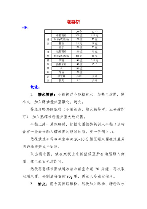 【制作秘方】老婆饼