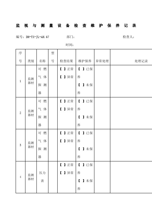 监视与测量设备检查维护保养记录