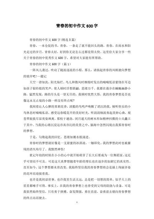 青春的初中作文600字