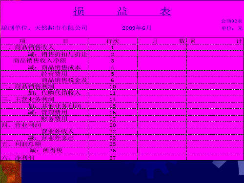 损益表格式及各项目的含义和计算