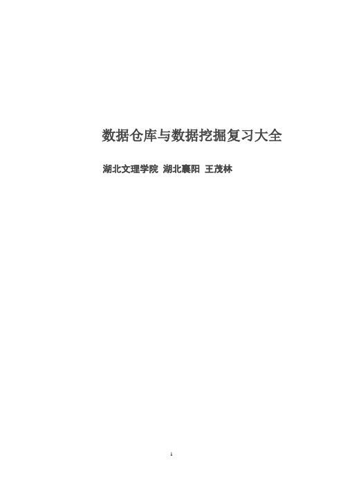 数据仓库与数据挖掘复习大全