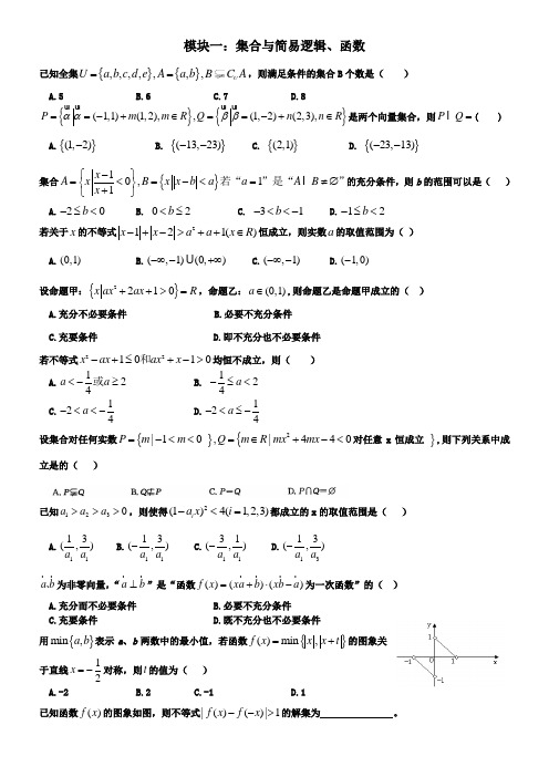 集合与简易逻辑典型习题