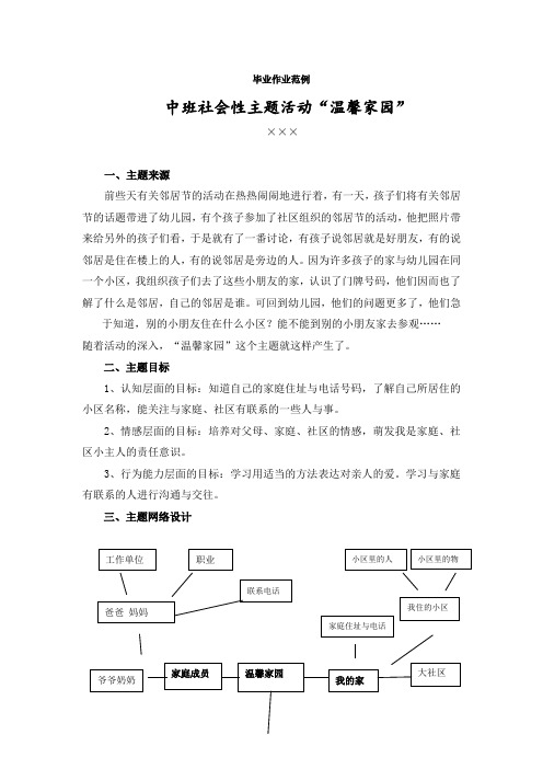 电大学前教育毕业作业幼儿园教学活动设计与指导范例