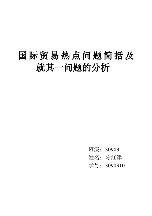 国际贸易热点问题简括 及就其一问题的分析