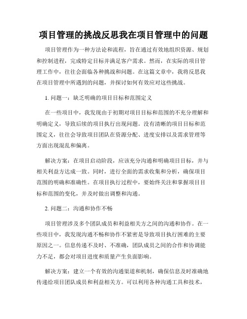 项目管理的挑战反思我在项目管理中的问题