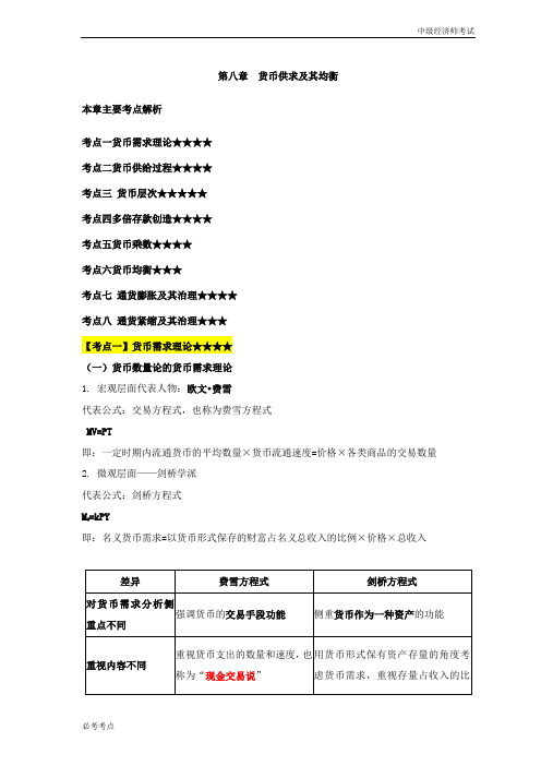 2019中级经济师-金融-考点强化班-14、第8章货币供求及其均衡