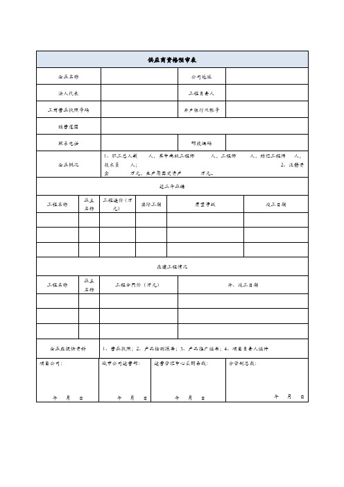 初次投标供应商资格预审表