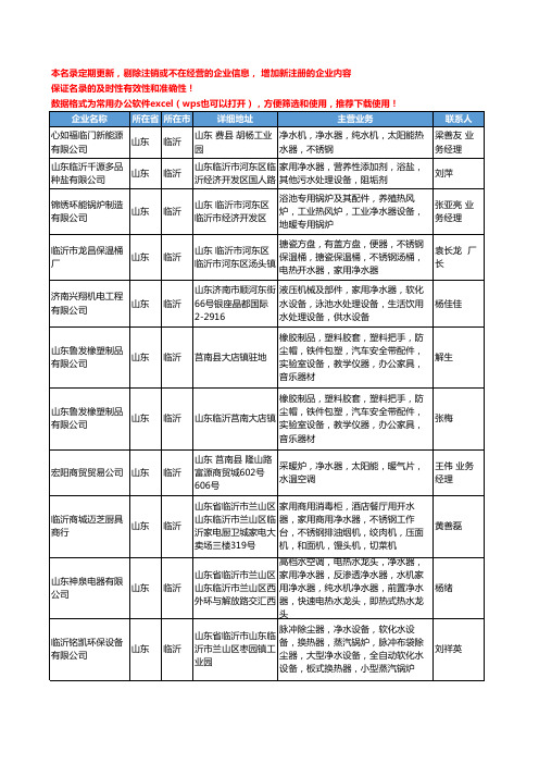 2020新版山东省临沂净水器工商企业公司名录名单黄页大全70家