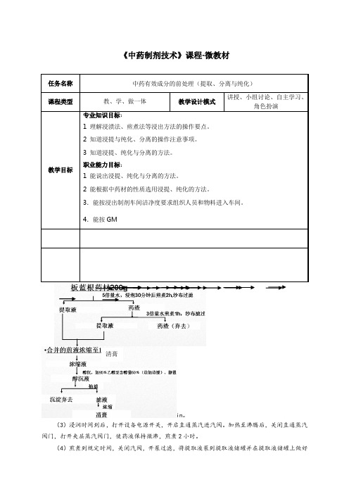 中药制药技术 教案-中药有效成分的前处理(提取、分离与纯化)