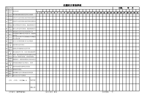 注塑机日常保养表