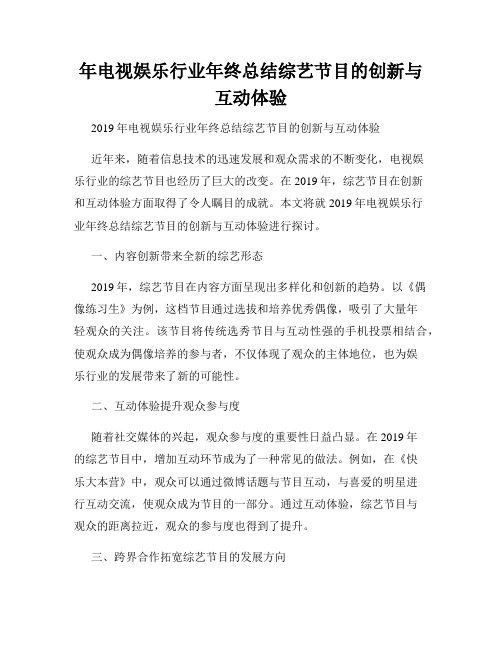 年电视娱乐行业年终总结综艺节目的创新与互动体验