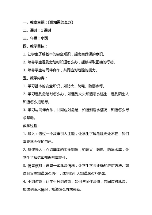 小班安全游戏教案及教学反思《我知道怎么办》