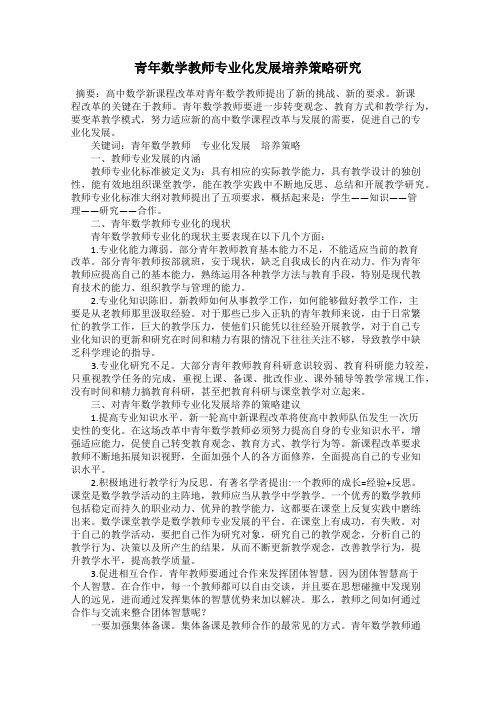 青年数学教师专业化发展培养策略研究