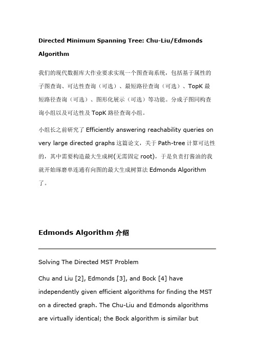 Directed Minimum Spanning Tree Chu-LiuEdmonds Algorithm