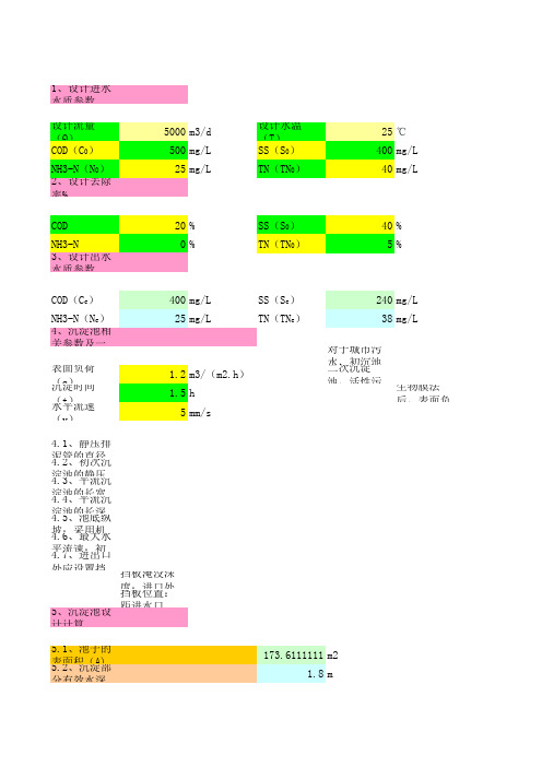 平流沉淀池设计计算书模板