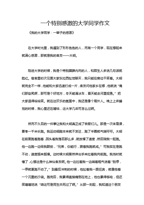 一个特别感激的大学同学作文