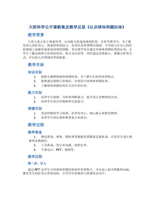 大班科学公开课教案及教学反思《认识球体和圆柱体》