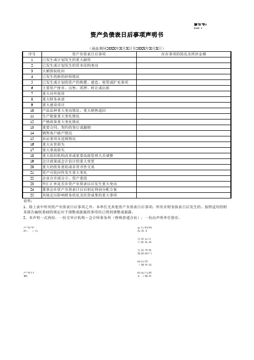 商业银行审计工作底稿之期后事项